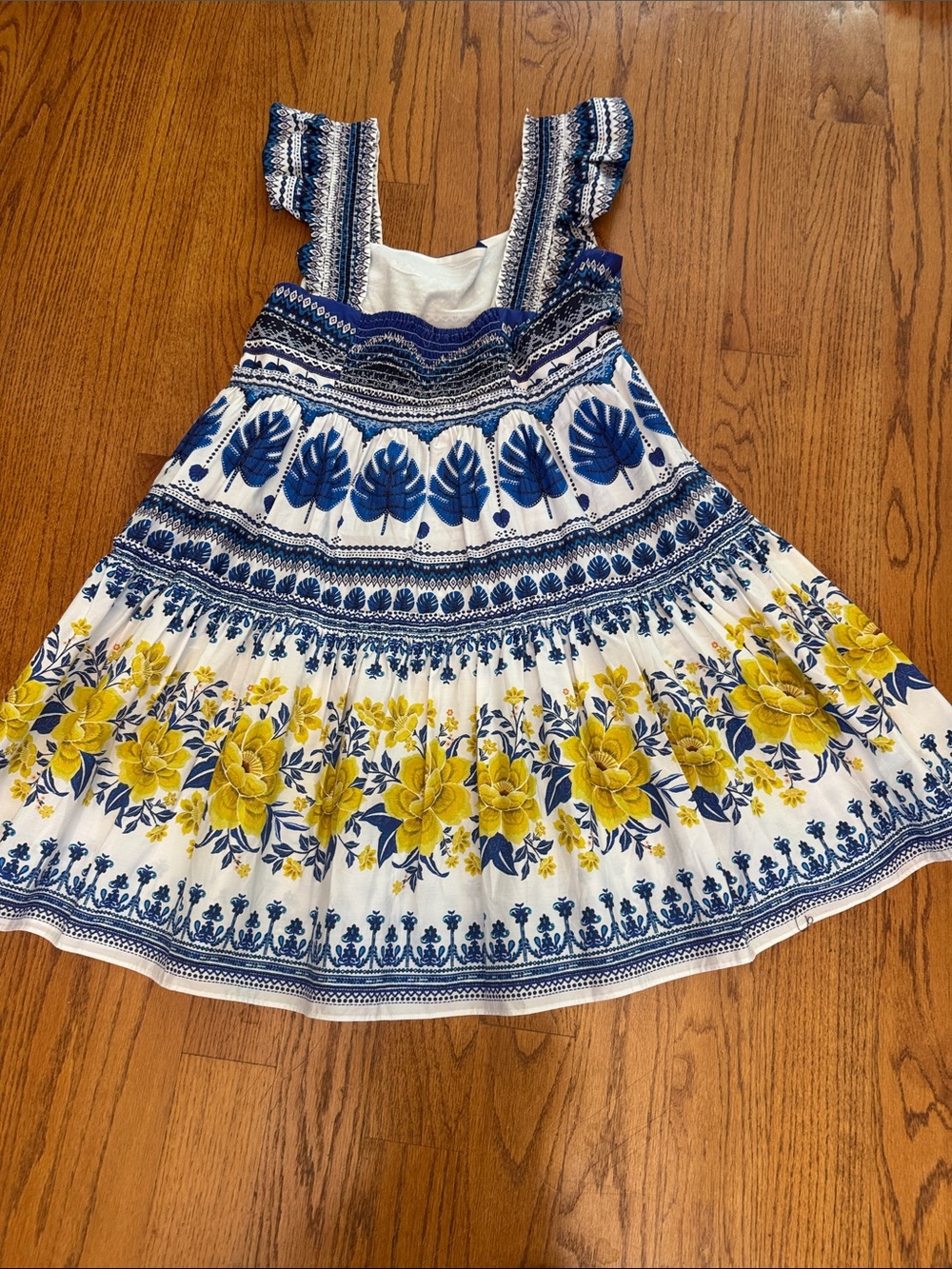 FARM Rio White, Blue & Yellow Floral Tiered Sundress - Picture 2 of 3